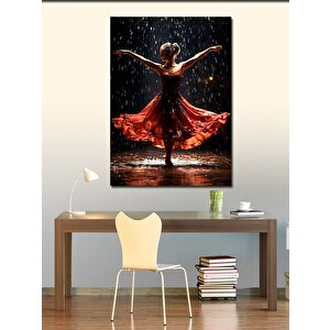 Kanvas Tablo Kırmızı Elbiseli Dans Eden Kadın 100x140 cm