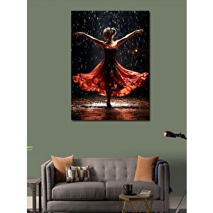 Kanvas Tablo Kırmızı Elbiseli Dans Eden Kadın 100x140 cm