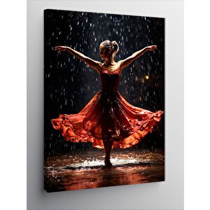 Kanvas Tablo Kırmızı Elbiseli Dans Eden Kadın 70x100 cm
