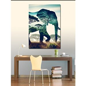 Kanvas Tablo Afrika Manzarasında Fil 70x100 cm