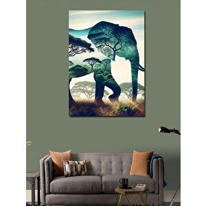 Kanvas Tablo Afrika Manzarasında Fil 70x100 cm