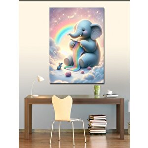 Kanvas Tablo Gökkuşağı Fil 70x100 cm