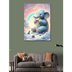 Kanvas Tablo Gökkuşağı Fil 70x100 cm