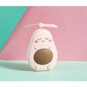 Avokado Işıklı El Aynası Ve Mini Fan, Pembe, 12x7 Pembe