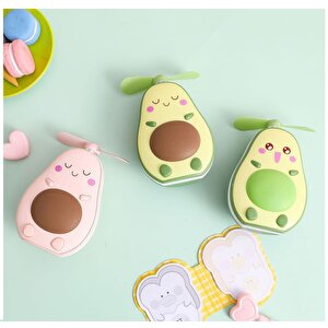 Avokado Işıklı El Aynası Ve Mini Fan, Pembe, 12x7 Pembe