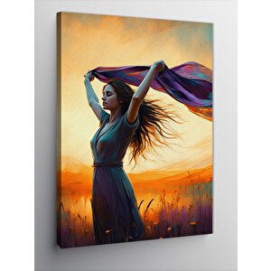 Kanvas Tablo Rüzgarda Dans Eden Kadın 100x140 cm