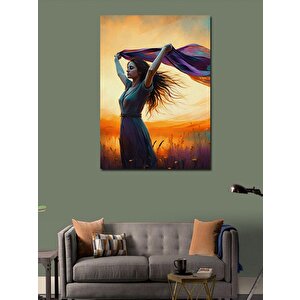 Kanvas Tablo Rüzgarda Dans Eden Kadın 100x140 cm