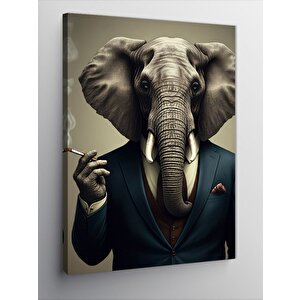 Kanvas Tablo Takım Elbiseli Fil 100x140 cm