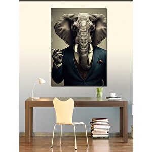 Kanvas Tablo Takım Elbiseli Fil 100x140 cm