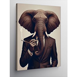 Kanvas Tablo Takım Elbiseli Fil 100x140 cm