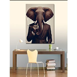 Kanvas Tablo Takım Elbiseli Fil 100x140 cm