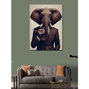 Kanvas Tablo Takım Elbiseli Fil 100x140 cm