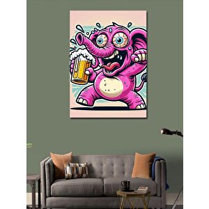 Kanvas Tablo Pembe Fil Maskotu 70x100 cm