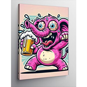 Kanvas Tablo Pembe Fil Maskotu