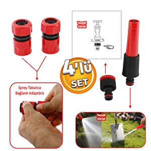 Hortum Sulama Başlığı Seti Su Tabanca Bağlantı Ekleme Aparatı Eki Bahçe Sulama Adaptörü 4 Parça