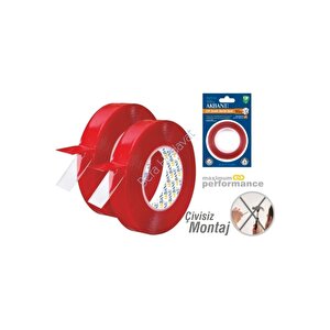 Süper Güçlü Çivisiz Montaj Band - 2 Metre Uzunluk 18mm En Çift Taraflı Akrilik Bant ( 1 Adet )