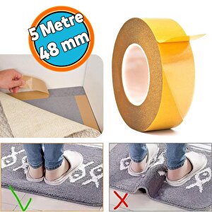 Halı Kilim Paspas Kaymaz Bant 48 Mm X 5 Mt Çift Taraflı Yapışkan Toplanma Önleyici Sabitleme Bandı