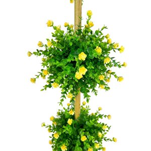 Yapay Ağaç Sarı Mineli Şimşir Top Siyah Saksılı 115*30cm