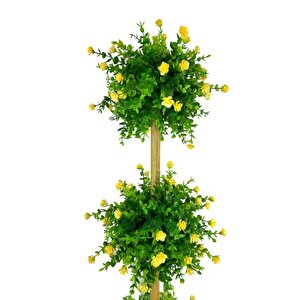 Yapay Ağaç Sarı Mineli Şimşir Top Siyah Saksılı 115*30cm