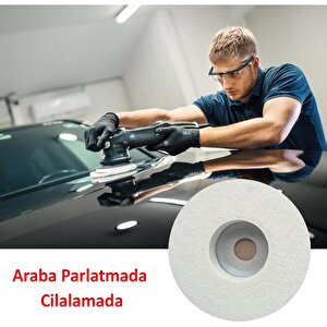 Sert Plastik Tabanlı Polisaj Matkap Keçesi Finisaj Parlatma Araba Çizik Giderme Pasta Cila 115 Mm