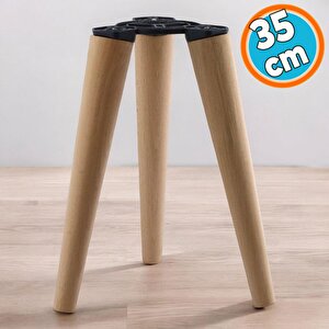 3'lü Ayak Takımı Ahşap Sehpa Zigon Puf Tabure Ayağı Masa Ayakları 35 Cm Bağlantı Aparatı Dahil