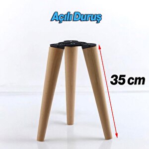 3'lü Ayak Takımı Ahşap Sehpa Zigon Puf Tabure Ayağı Masa Ayakları 35 Cm Bağlantı Aparatı Dahil