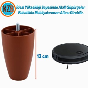 Mobilya Yükseltici Kanepe Ünite Koltuk Ayağı Baza Ayakları Kahverengi Oval Plastik Ayak 12 Cm 4 Adet