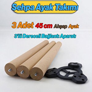 45 Cm Ahşap Sehpa 3'lü Ayak Takımı Zigon Puf Tabure Ayağı Masa Ayakları Bağlantı Aparatı Dahil