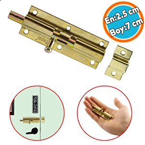 Metal Prinç Sarı Küçük Mavzer Sürgü Sürgülü Sürgüsü Kilit Sarı 25x70 Mm Kapı Pencere Emniyet Kilidi