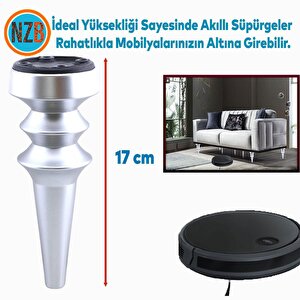 (4 Adet) Mobilya Yükseltici Kanepe Koltuk Tv Ünitesi Baza Ayağı Zigon Orta Sehpası Ayak Ayakları Mat Gümüş 17 Cm