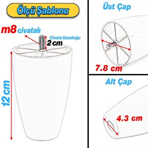 Mobilya Yükseltici Sehpa Kanepe Tv Ünitesi Koltuk Ayağı Baza Ayakları Beyaz Oval Plastik Ayak 12 Cm