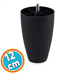 Mobilya Yükseltici Kanepe Tv Ünitesi Koltuk Ayağı Baza Ayakları Siyah Oval Plastik Ayak 12 Cm 4 Adet