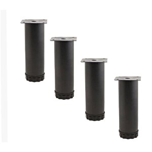 Mobilya Kanepe Baza Koltuk Metal Destek Ayağı Ayarlanabilir Siyah Ayak 12 Cm (4 Adet)