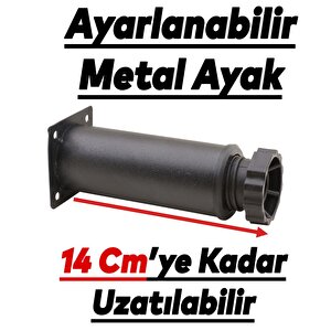 Mobilya Kanepe Baza Koltuk Metal Destek Ayağı Ayarlanabilir Siyah Ayak 12 Cm (4 Adet)
