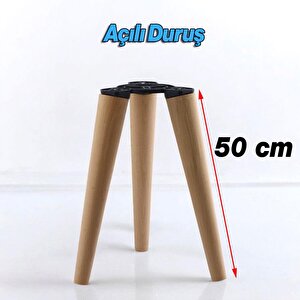50 Cm Ahşap Sehpa 3'lü Ayak Takımı Zigon Puf Tabure Ayağı Masa Ayakları 50 Cm Bağlantı Aparatı Dahil
