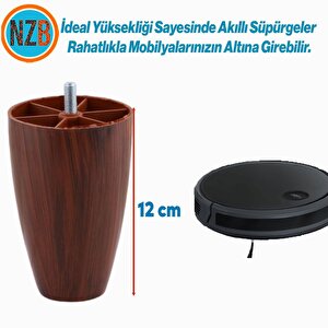 Mobilya Yükseltici Sehpa Kanepe Ünite Koltuk Ayağı Baza Ayakları Ceviz Desen Oval Plastik Ayak 12 Cm
