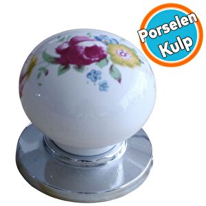 Porselen Kulp Çiçekli Düğme Mobilya Mutfak Dolabı Kapak Kulpu Kulbu Çekmece Dolap Kulpları