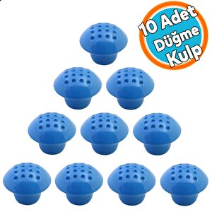 10 Adet Düğme Kulp Mobilya Mutfak Çekmece Dolap Kapak Kulpu Kulbu Mavi Metal Kulp