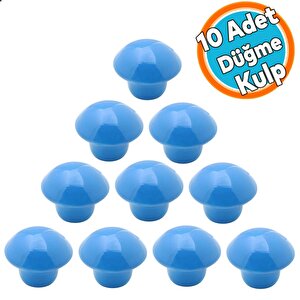 10 Adet Düğme Kulp Mutfak Çekmece Bebek Çocuk Genç Odası Dolap Kapak Kulpu Kulbu Mavi Metal Kulp
