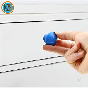 10 Adet Düğme Kulp Mutfak Çekmece Bebek Çocuk Genç Odası Dolap Kapak Kulpu Kulbu Mavi Metal Kulp