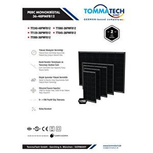 Tommatech 90wp 36pm M12 Dark Series Güneş Paneli