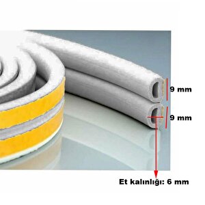 Kapı Pencere Bandı Fitili  Gri Renk Yapışkanlı Beyaz Soğuk Izolasyon Bant 1x2=2 Metre
