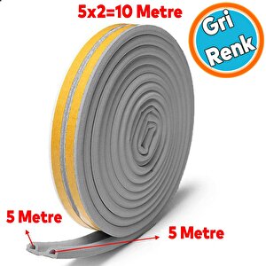 Kapı Pencere Bandı Fitili Gri Renk Yapışkanlı Gri Soğuk Izolasyon Bant 5x2=10 Metre