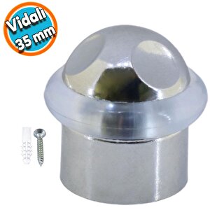 Kapı Stoperi Kapı Altı Durdurucu Tutucu Tamponu Silikonlu Contalı Stopu Vidalı Mat Krom 35 Mm