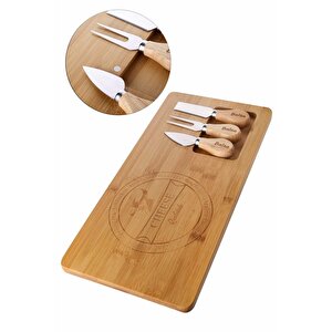 Esk Bambu Lüx 38cm Peynir Sunumu Ve Özel Bıçak Seti
