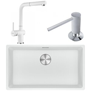 Maris Mrg 110-72 Granit Eviye-active Plus Doccia 2.0 Armatür-sıvı Sabunluk Üçlü Set Bianco