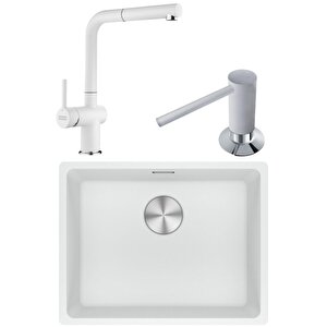 Maris Mrg 110-52 Granit Eviye-active Plus Doccia 2.0 Armatür-sıvı Sabunluk Üçlü Set Bianco