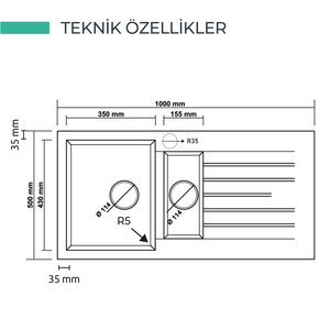 P005 Troya 100 Krem Granit Mutfak Eviyesi 100x50 Cm