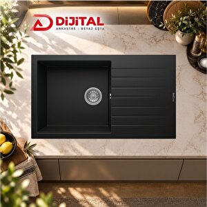 Real P014 Loadi̇kya 86 Xl Siyah Granit Mutfak Eviyesi 86x50 Cm