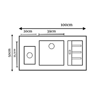 P022 Aspendos 1,5 Gözlü Gri Granit Mutfak Eviyesi 100x50